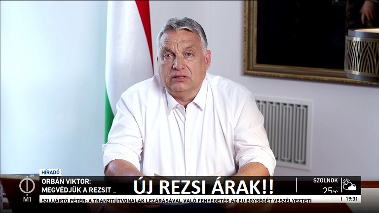 Rezsi ár táblázat Orbán Viktor